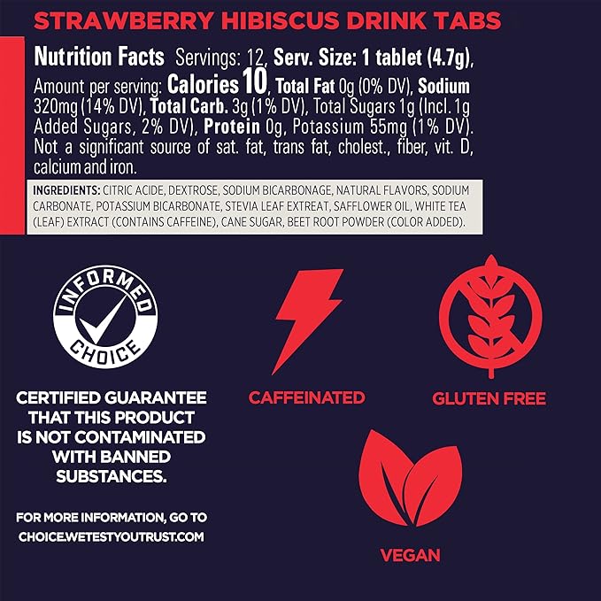 GU Energy Hydration Electrolyte Drink Tablets Enhanced Endurance Sports Drink for Running Cycling Triathlon Strawberry Hibiscus 96 Servings