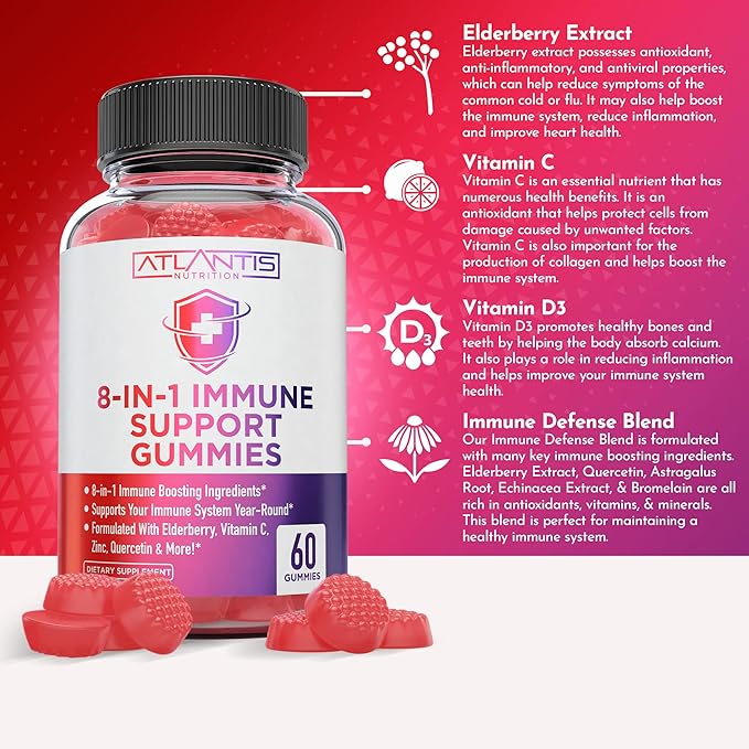 Atlantis Nutrition Collagen 60 Gummies + 8-in-1 Immune Support 60 Gummies