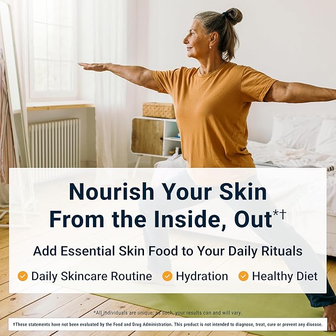 ACTIVATEDYOU Essential Skin Food Advanced Skincare Collagen Elastin Support Supplement for Aging Skin Helps Improve Appearance of Face Texture Sagging w/Dermaval Vitamin C Lysine (30 Capsules)
