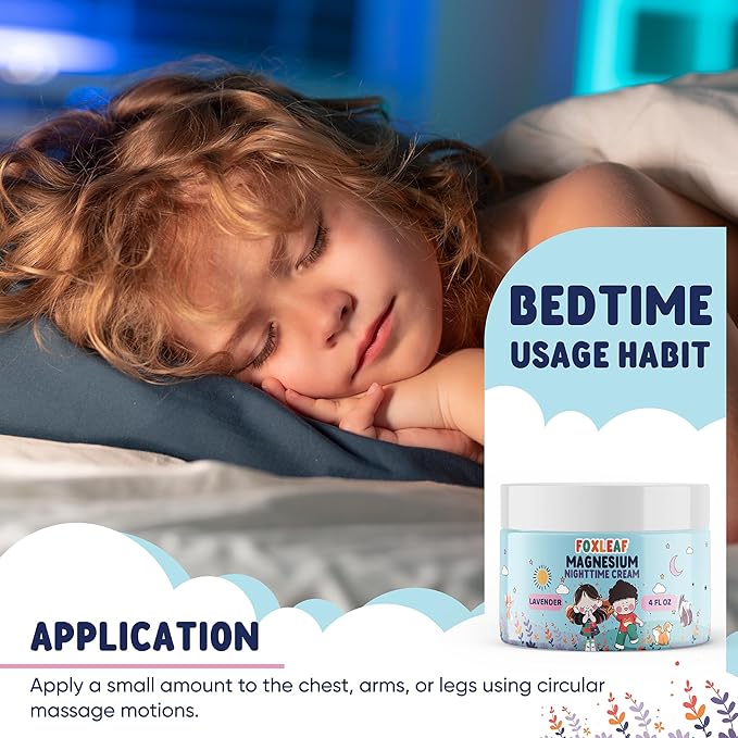 Magnesium Cream For Kids - Supports Sleep &amp Comfort with Aloe Vera Shea Butter Dandelion Root Extract &amp Lavender Scented - Made In USA - 4oz