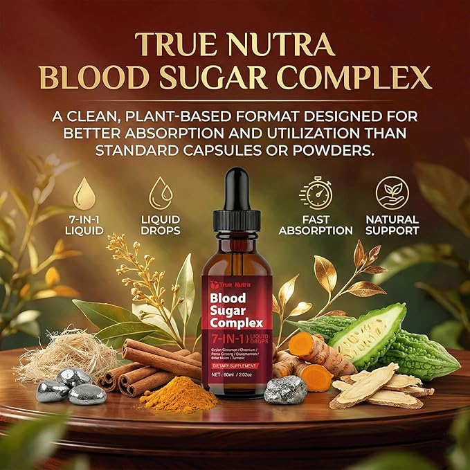 Blood Sugar Complex 7-in-1 Formula Blood Sugar Support Supplement with Berberine Ceylon Cinnamon Chromium Bitter Melon Turmeric Ginseng Glucomannan (1PCS)