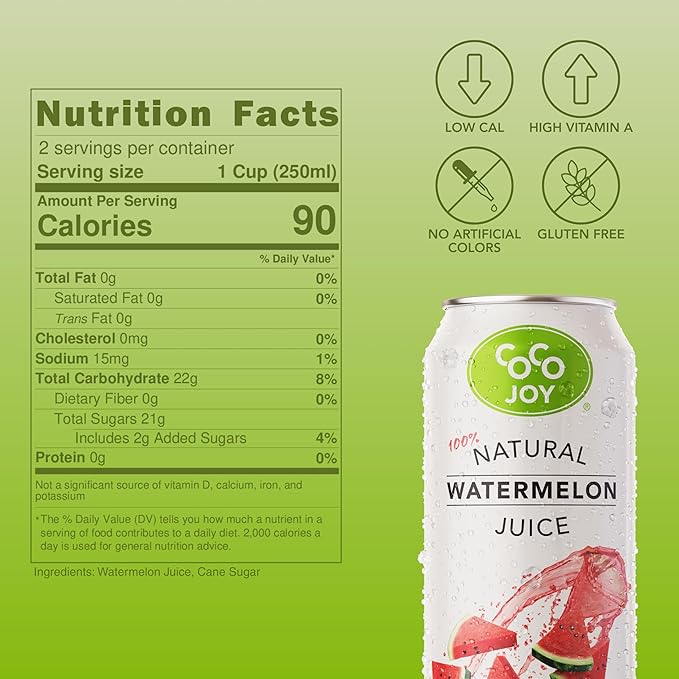 CoCo Joy 100% Natural Watermelon Juice (12-Pack) Low-Calorie Watermelon Drink