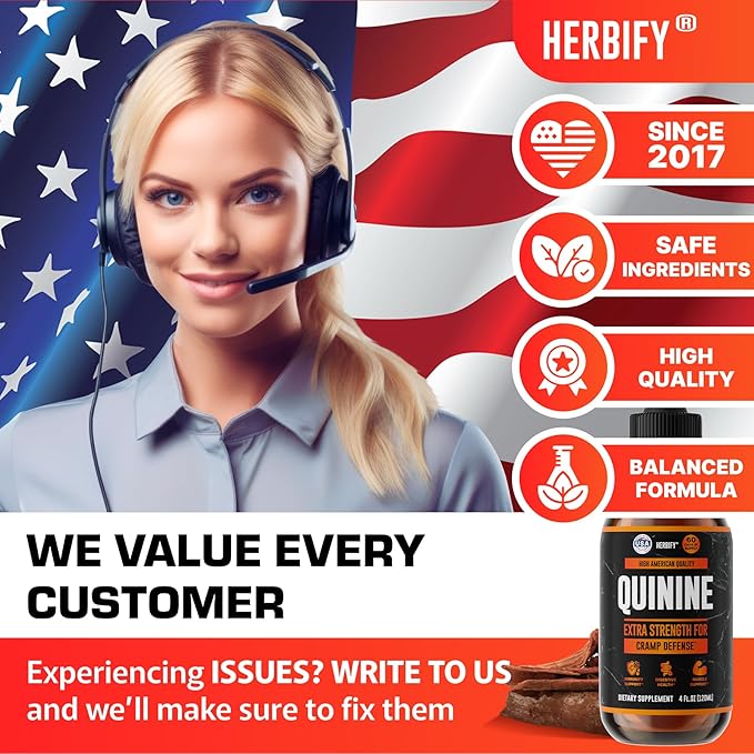 HERBIFY Quinine Tincture - Quinine Liquid Extract for Healthy Digestion - Quinine Cinchona Supplement for Better Absorption - US Made Product - for Men &amp Women 4oz (120ml)