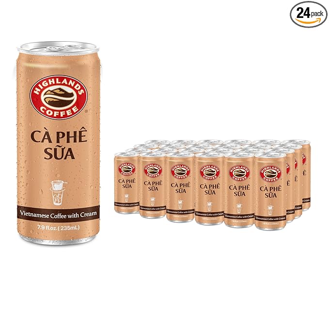 Highlands Coffee CÀ PHÊ SỮA Vietnamese Coffee with Condensed Milk│7.9 oz Can (6/12/24 Count) Bundle Pack│No.1 Vietnamese Coffee│Super-Smooth Premium Quality Iced Milk Coffee with Saltation Thank You C