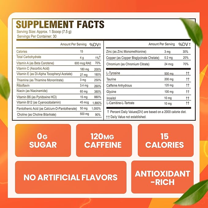Morning Buzz Energy Drink Powder - Energy Boost Drink Mix - Sugar-Free Energy Powder with Antioxidants - Morning Kickstart and Sports Nutrition Endurance Product - 30 Servings Fruit Punch 7.9 Ounces