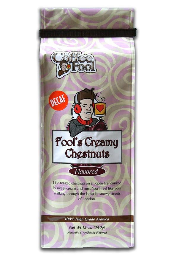 The Coffee Fool Fool's Whole Bean Decaf Creamy Chestnuts 12 Ounce