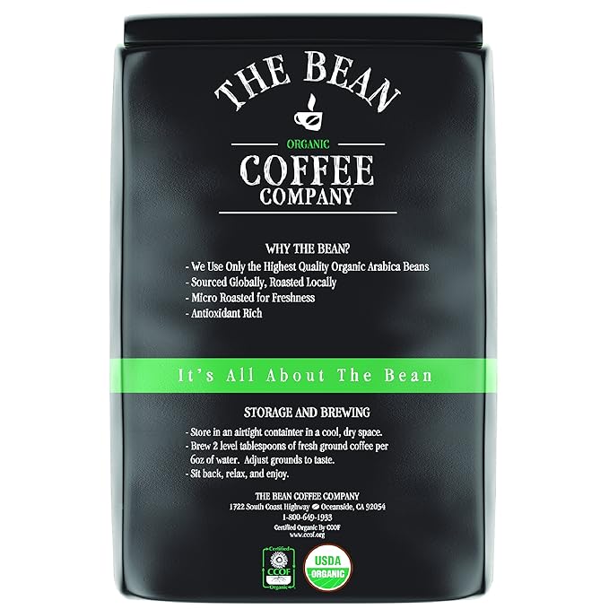 The Bean Organic Coffee Company Water Processed DECAF Peppermint Mocha Medium Roast Whole Bean Coffee 80 Ounce Bag