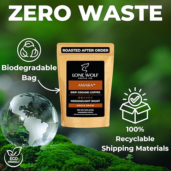 Amara - 3-Pack - Freshly Roasted After Your Order – Specialty Grade Natural Single Origin Medium to Light Roast Drip Ground Coffee No Bitterness Ethically Sourced – Pack of 3 (12 Ounces Each)