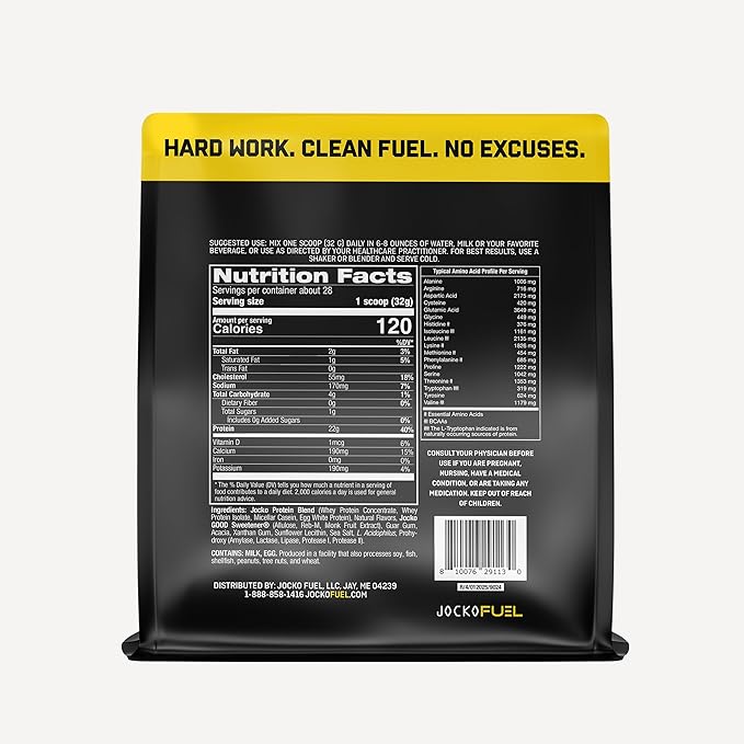 Jocko Fuel Whey Protein Powder Banana Cream 22g Protein Digestive Enzymes + Probiotic Blend No Sugar Added with Essential Amino Acids + Electrolyte Minerals 28 Servings