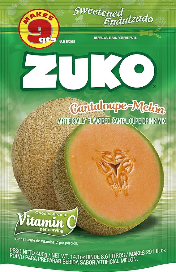 Zuko Cantaloupe Powdered Drink Mix Family Pack No Added Sugar Needed 14.1 oz (Pack of 6)