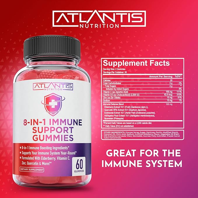 Atlantis Nutrition Collagen 60 Gummies + 8-in-1 Immune Support 60 Gummies