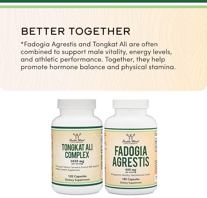 Fadogia Agrestis 600mg Per Serving (180 Capsules) Powerful Extract to Support Athletic Performance (Third Party Tested Non-GMO Vegan Gluten Free) by Double Wood