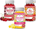 Lunakai Collagen Biotin and Vitamin B12 Bundle - Anti Aging Supplements for Men &amp Women with VIT C for Hair Skin and Nails Growth Methylcobalamin 3000mcg Organic Gummy - Non-GMO Vegan Supplemen