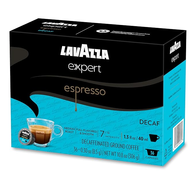 Lavazza Expert Espresso Decaf Capsules Medium Roast Arabica and Robusta Blend Compatible with Lavazza Classy Machines (72 Capsules)