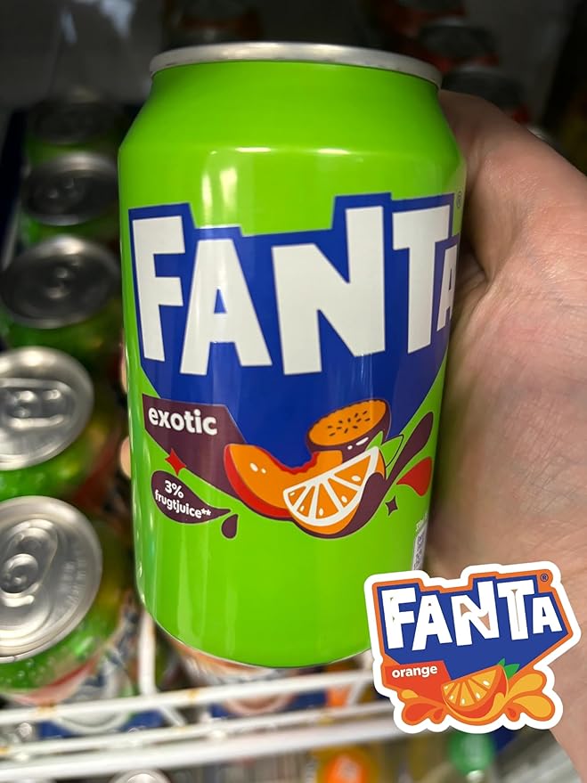 Fanta Soft Drink Exotic Flavor (Passion fruit Peach Orange) From Denmark 330ml Each Can (Case of 24)