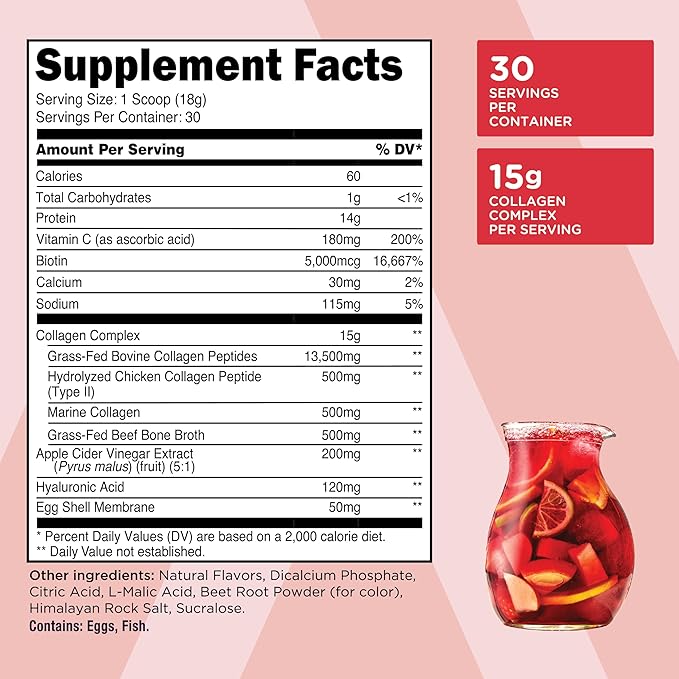 TransformHQ Beauty Collagen (30 Servings) Fruit Punch - Hair Skin &amp Nails Formula