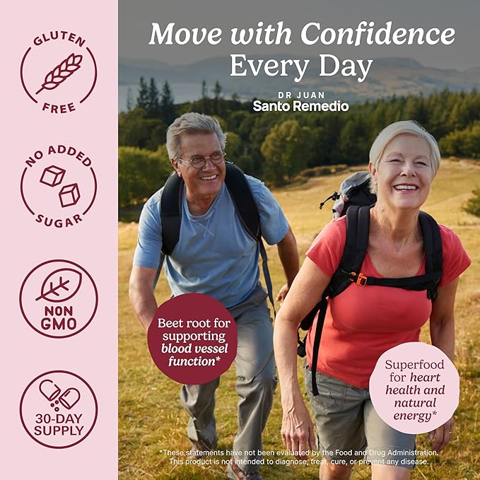 Santo Remedio Circulación Plus with Beet Extract – Nitric Oxide &amp Circulation Support Drink Energy &amp Stamina Support Cherry Flavor – Vegan Superfood Supplement – 30 Servings