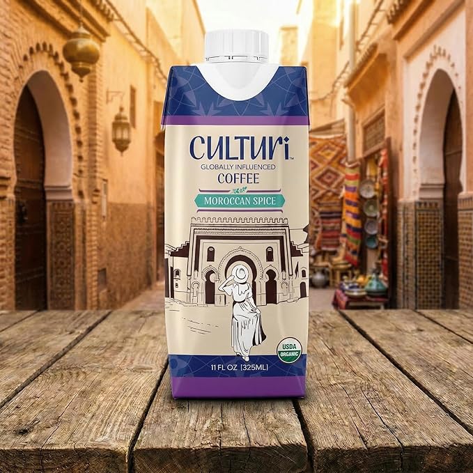 Culturi Coffee | Moroccan Spice | North African Influenced Low Calorie Authentic Flavored North African Coffee 11oz Can (12 Count)