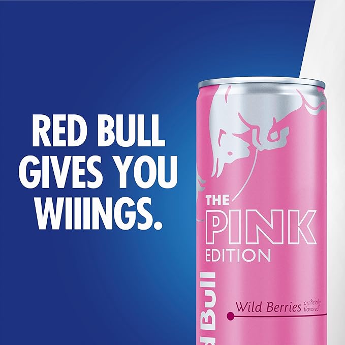 Red Bull Pink Edition Energy Drink Wild Berries Cans | 8.4 fl oz | Pack of 16 | 80mg Caffeine | Taurine &amp B Vitamins