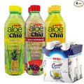 Iberia Aloe Vera Drink with Aloe Pulp and Chia Seeds 16.9 Ounce (Pack of 6) 2 X Watermelon &amp Acai 2 x Mango 2 x Pineapple + Iberia 100% Natural Coconut Water 11.1 Oz (Pack Of 4)