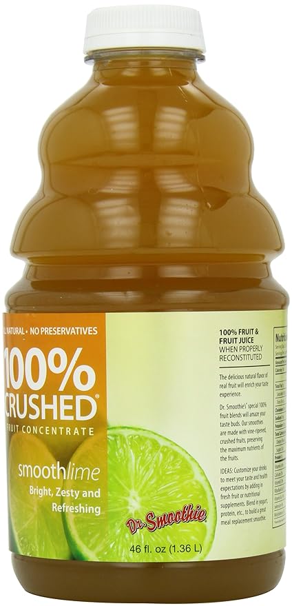 Dr. Smoothie Smooth Lime 100% Crushed Fruit Smoothie Bottles 46-Ounce