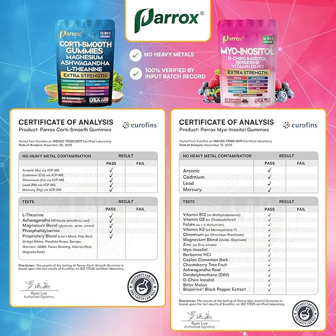 Soothe &amp Smooth Bundle Gummies - Cortisol &amp Myo-Inositol Supplement with D-Chiro Inositol Berberine Magenesium Ashwagandha L-Theanine Vitamins D3+K2 &amp B12 Folate Zinc Lion's Mane (1