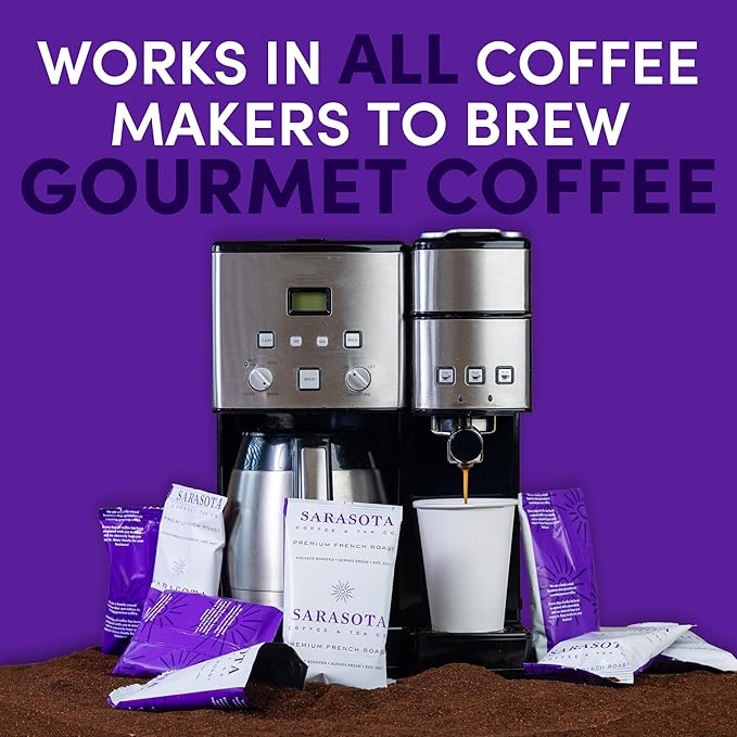 Coffee Packets – Dark French Roast Ground 2.5oz Extra-Strong Pre-Measured Packs for 12-Cup Drip Brewers Bulk Single-Pot Fractional Bags 36 Count | Sarasota Coffee
