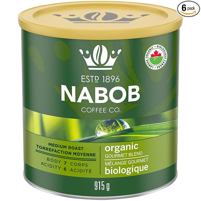 Nabob Organic Gourmet Blend Ground Coffee 915g/32.3 oz. (6 pack) {Imported from Canada}