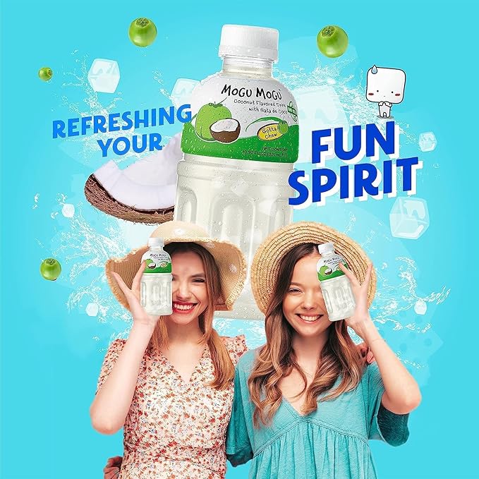 Mogu Mogu Coconut Juice with 25% Nata De Coco 1000ml (12 Pack)