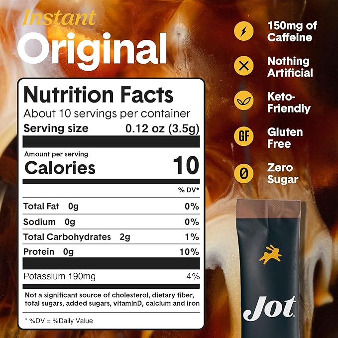 Jot Instant Coffee Packets Single Serve 10pk – Medium Roast Espresso Instant Iced &amp Hot Coffee Ultra Strong Fresh Brewed Taste Travel-Friendly Coffee Sticks for On-The-Go &amp Backpacking