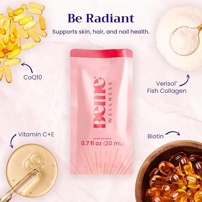 BeMe BeRadiant Peach &amp BeZen Bundle - Liquid Collagen &amp Magnesium Glycinate L-Theanine Supplements