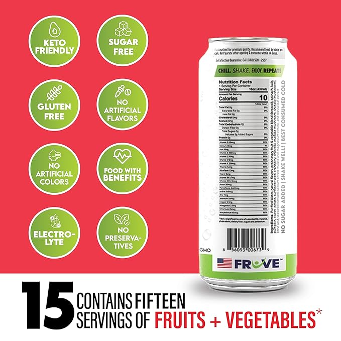 FrUve Super Water | Fiji Watermelon Flavor | 12 16oz Cans | Healthy Drink | Zero Sugar | Low Calorie Drink | Powerful Antioxidants | Boosts Immune System | NON-GMO | The Super Health Drink