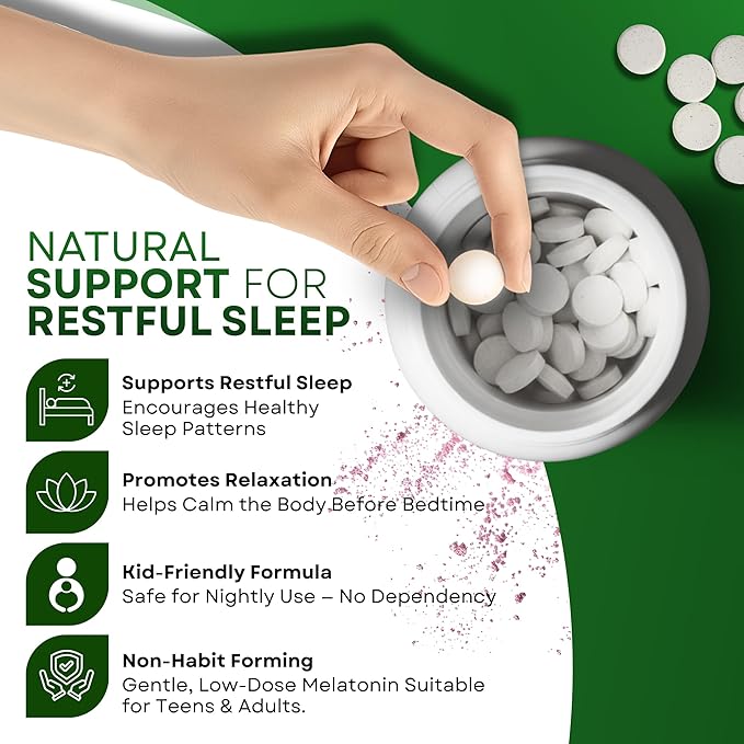 LANDAU 0.3mg-300 mcg Melty Melatonin for Kids &amp Adults – Easy-to-Take Fast-Dissolving Helps You Fall Asleep Faster – Kosher Made in The USA – 250 Tablets Cherry Flavor