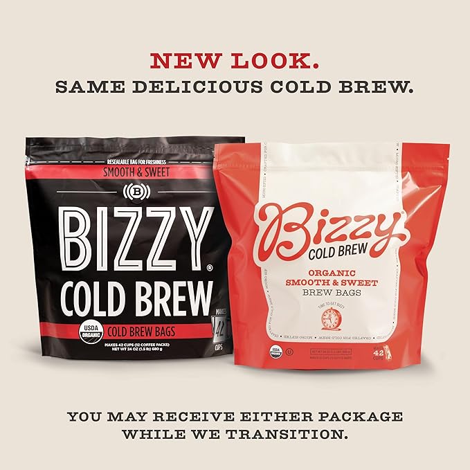 Bizzy Organic Cold Brew Coffee | Bundle | Coarse Ground Coffee | Light &amp Bright 1 LB + Smooth &amp Sweet Pitcher Pack 12-count | 2 Pack