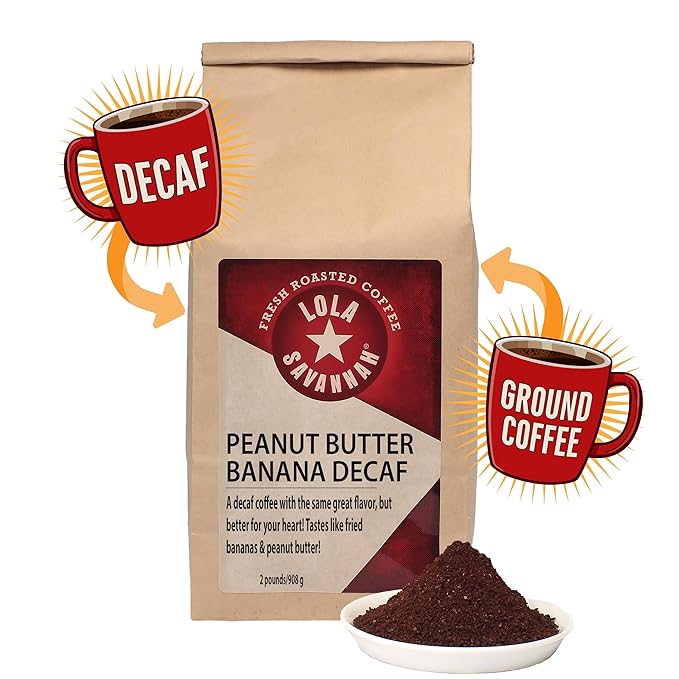 Lola Savannah Peanut Butter Banana Ground Decaf Coffee 2lb - Light Roast 100% Arabica