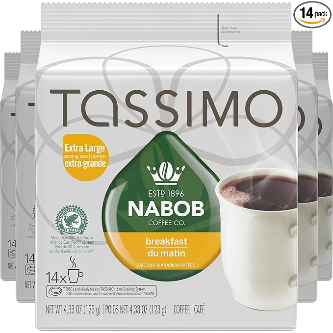 Tassimo Nabob Breakfast Blend Coffee 70 T-Discs (5 Boxes of 14 T-Discs) {Imported from Canada}