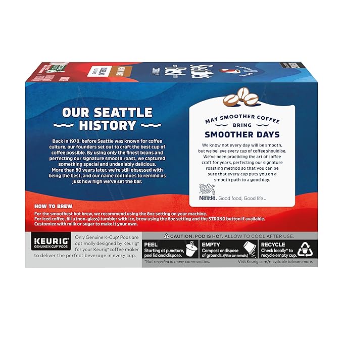 Seattle’s Best Coffee Medium Roast K-Cup Coffee Pods House Blend 100% Arabica 6 Boxes (60 Pods Total)