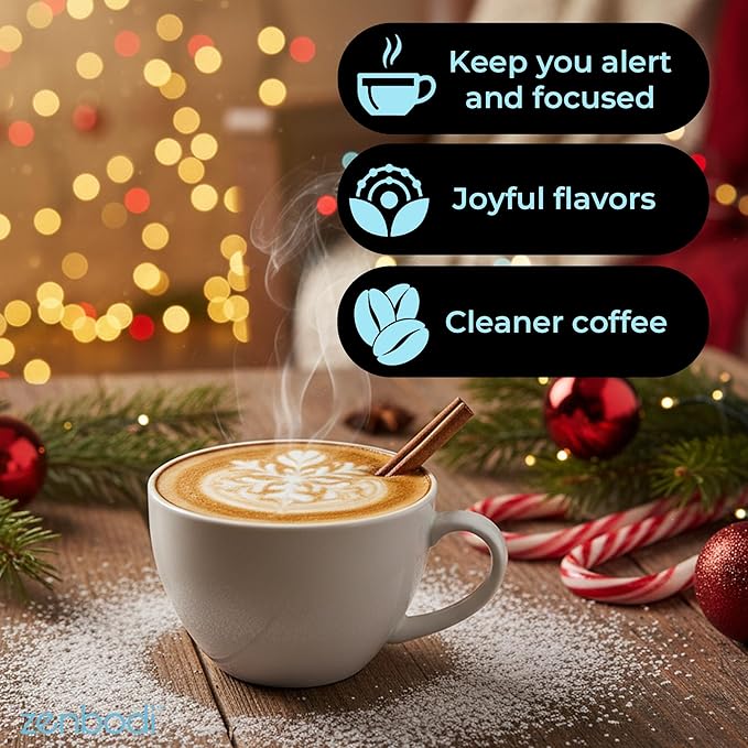 ZENBEAN Holiday Series Flavored Coffee Bundle - Pumpkin Spice Holiday Blend and Peppermint Mocha - Medium Grind Infrared Roasted Arabica Coffee Low Acid with Rhodiola Rosea and L-Theanine
