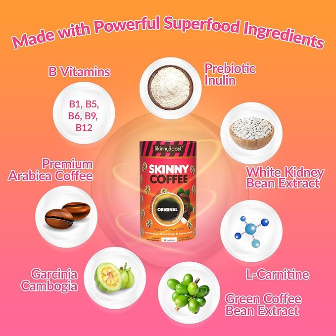Skinny Boost 3 Pack Vanilla Instant Skinny Coffee Sticks with Free Tumbler-Premium Arabica Coffee All Natural Sugar Free Vegan &amp Paleo Friendly- 28 Per Container