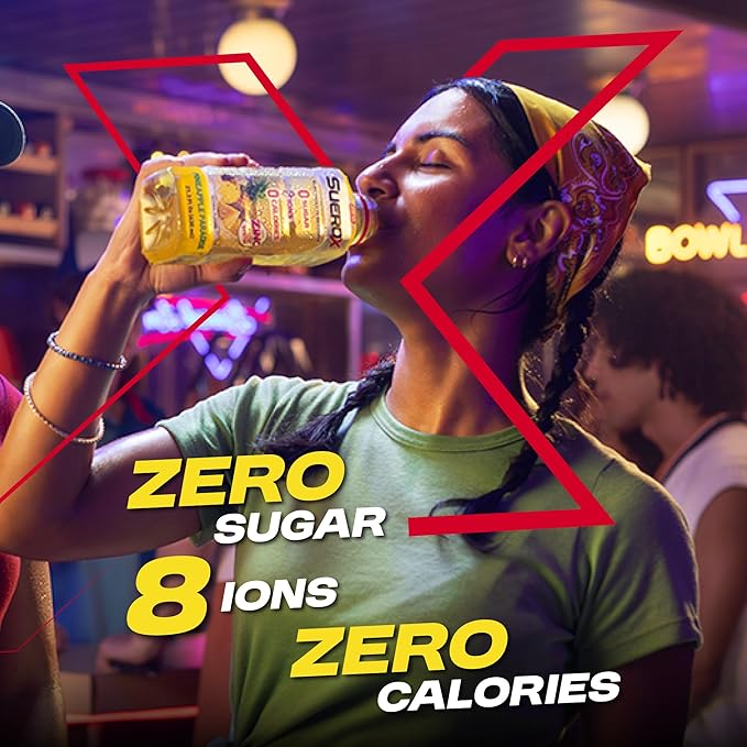 SueroX Sugar Free Sports Drink for Hydration and Recovery Electrolyte Hydration Drink with 8 Ions Zero Calorie Sports Drinks Lemon Lift 21.3 Fl Oz 12 Count