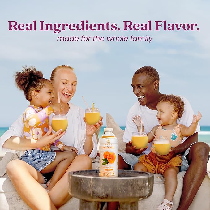 Smartfruit Perfect Peach + Energy – 100% Real Fruit Purée with Peach Apple &amp Pineapple – Great for Smoothies Juice Yogurt Cocktails Teas – High in Niacin &amp Vitamin A B6 B12 – 2-Pk 48oz