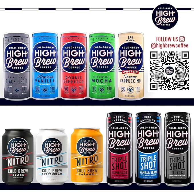 High Brew Coffee Triple Shot Espresso Cold Brew Coffee 11 Fl Oz Ready-To-Drink (Pack of 12)
