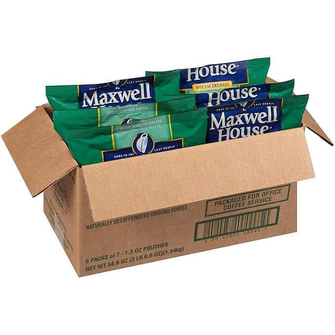 Maxwell House Decaf Special Delivery Medium Roast Coffee (1.3 oz Bags 7 Count Pack of 6)