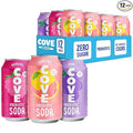 Cove Probiotic Soda Soft Drinks with Zero Sugar – Refreshing Functional Soda Alternative with Probiotics &amp Vitamin C – Naturally Flavored Caffeine-Free Sparkling Beverage - Fruity Variety 12 Pack