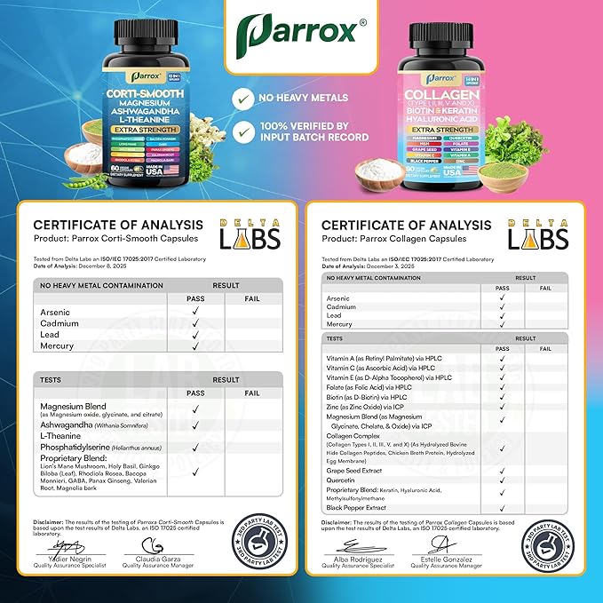 Shining Serenity Set Cortisol Support with Ashwagandha L-Theanine Magnesium Lions Mane GABA Bacopa Monnieri Collagen I II III V X Folate Biotin Keratin Hyaluronic Acid Quercetin