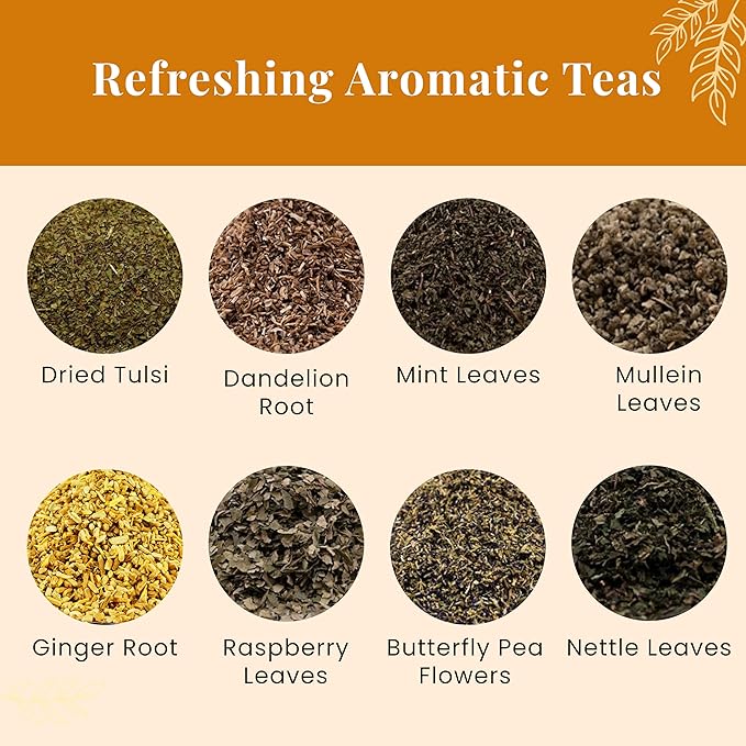 Loose Leaf Tea Set | Upto 450 Servings | Set of 8 teas for Wellness and Flavor Enthusiasts | Experience Blissful Infusion &amp Refreshing Aromatic Teas! | 100% Natural Ingredients | by Yogi's Gift®