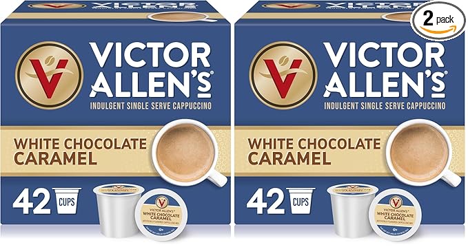 Victor Allen's Coffee White Chocolate Caramel Flavored CappuccinoServe Cups for Keurig K-Cup Brewers42 Count (Pack of 2)