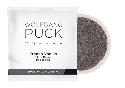 Wolfgang Puck Coffee French Vanilla Light Roast 9.5 Gram Soft Pods 18 Count (Pack of 6)