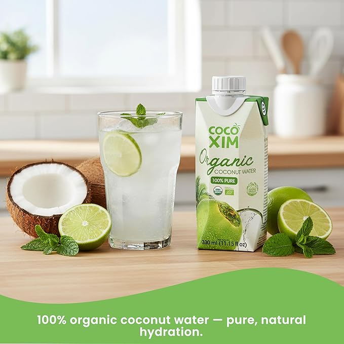 COCOXIM Ready to Drink Organic Coconut Water - 11 oz (Pack of 12) | Zero Added Sugar| 100% Natural &amp Fresh with Electrolytes &amp Nutrients | Halal &amp Kosher Certified | Alternative to Soda S