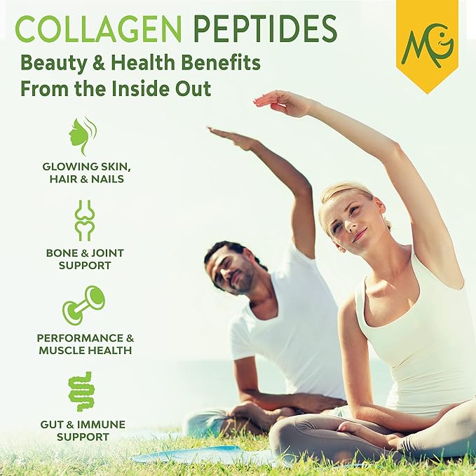 MariGold Grass-fed Collagen Peptides Powder Peanut Butter 1LB - 100% Pure Type I &amp III Bovine Hydrolyzed Collagen Non-GMO Hormone Free Soy Free Gluten Free Dairy Free Keto-Friendly